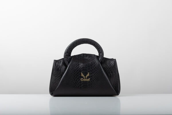 Δερμάτινη τσάντα Genui Leather με πιέτες και χερούλι Μαύρη - Image 2