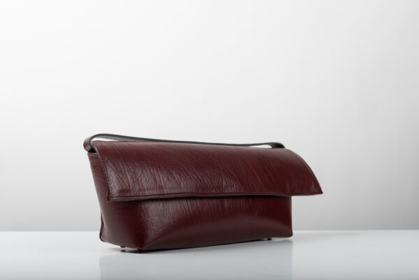 Δερμάτινη τσάντα Genui Leather μακρόστενη ώμου Μπορντώ - Image 3