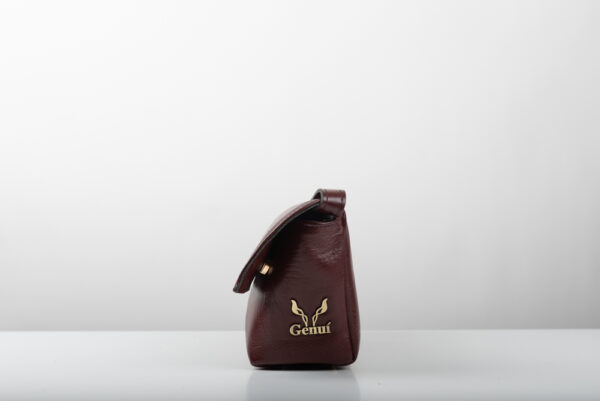 Δερμάτινη τσάντα Genui Leather μακρόστενη ώμου Μπορντώ - Image 4