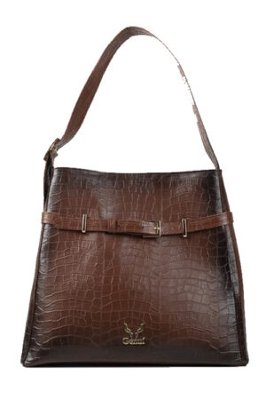 Δερμάτινη τσάντα Genui leather με ζωνάκι καφέ