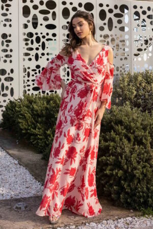 Φόρεμα floral μουσελίνα μεγάλα μεγέθη