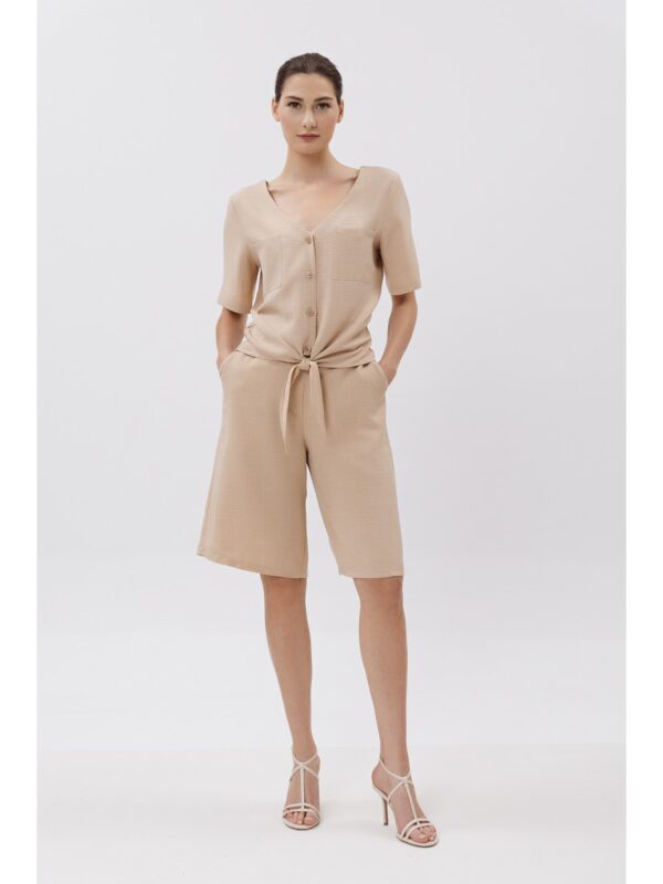 Βερμούδα Linen look με λάστιχο - Image 5