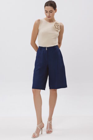 Βερμούδα Linen look με λάστιχο