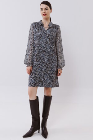 Φόρεμα animal print σε κρέπ ύφασμα